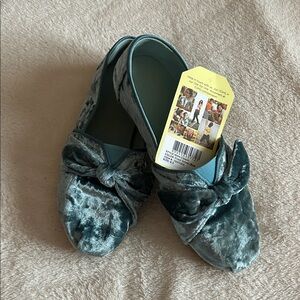 Toms Frost Velvet Flats with Bow